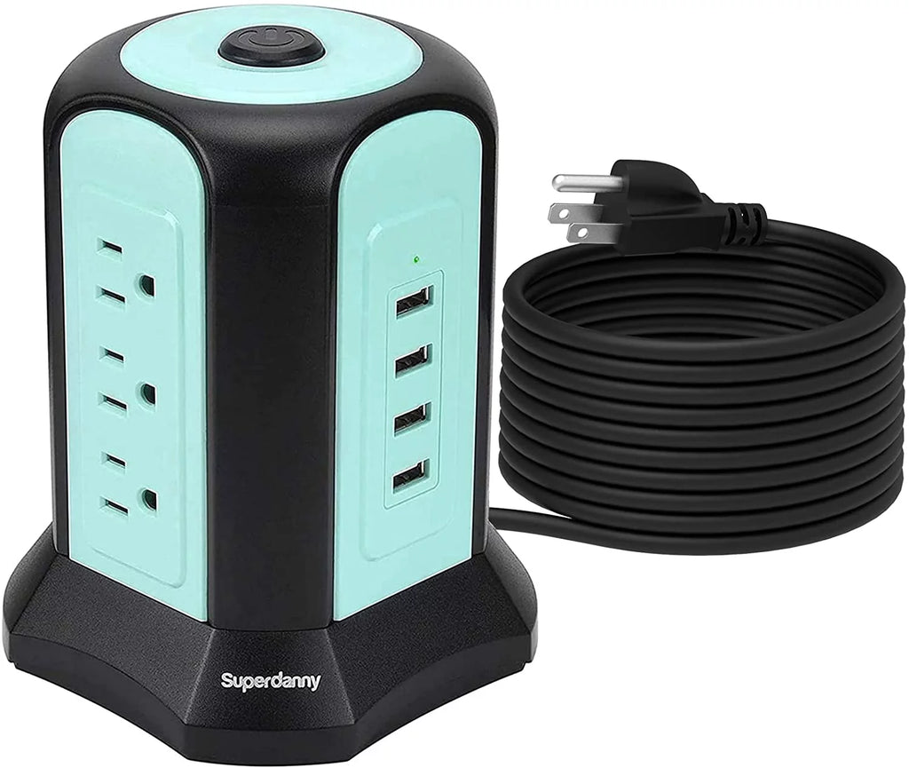Blue Surge Protector Tower Power Strip with 9 Outlets R245