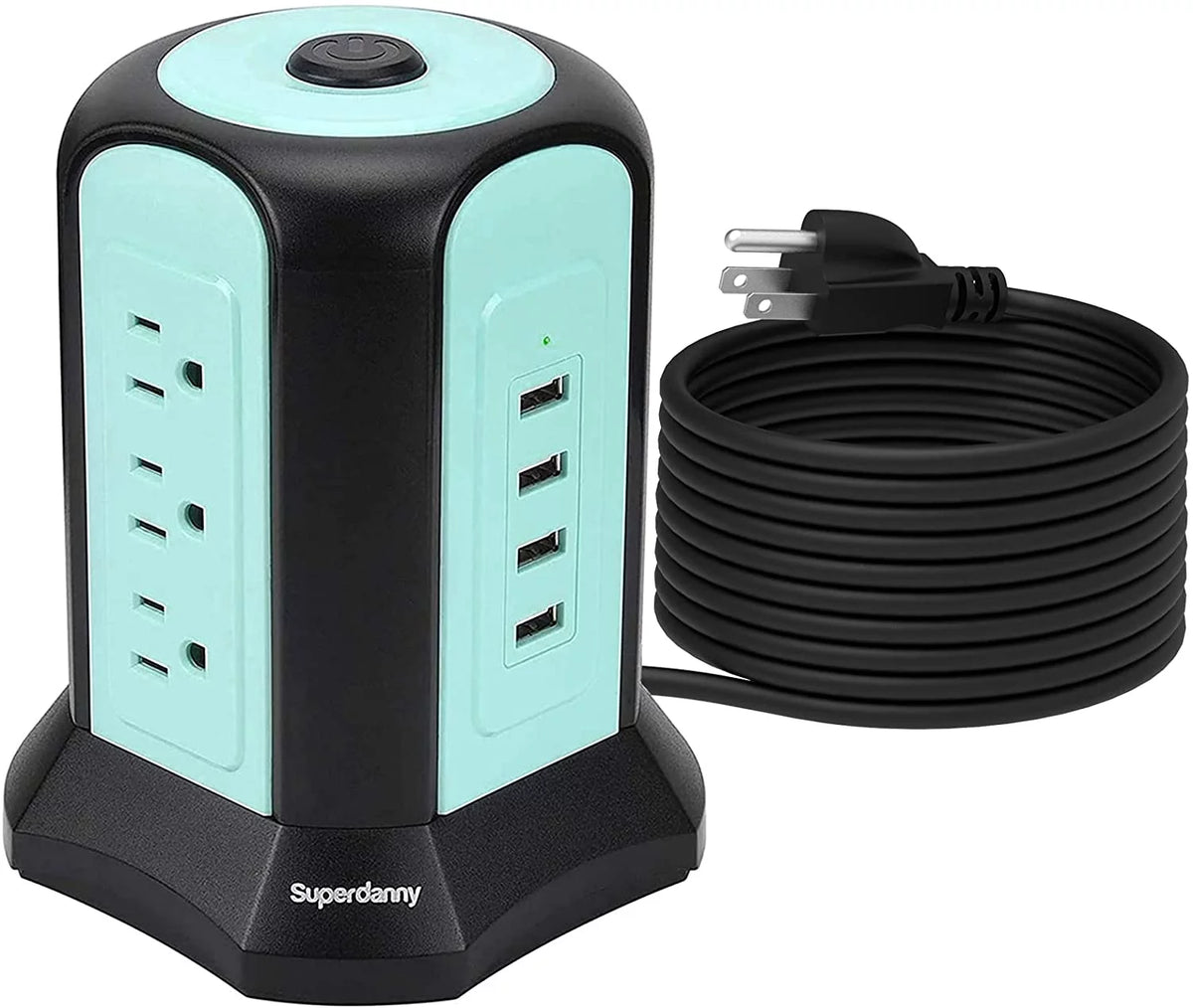 Blue Surge Protector Tower Power Strip with 9 Outlets R245