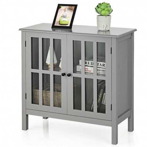 Gray Glass Door Sideboard Console Cabinet E763