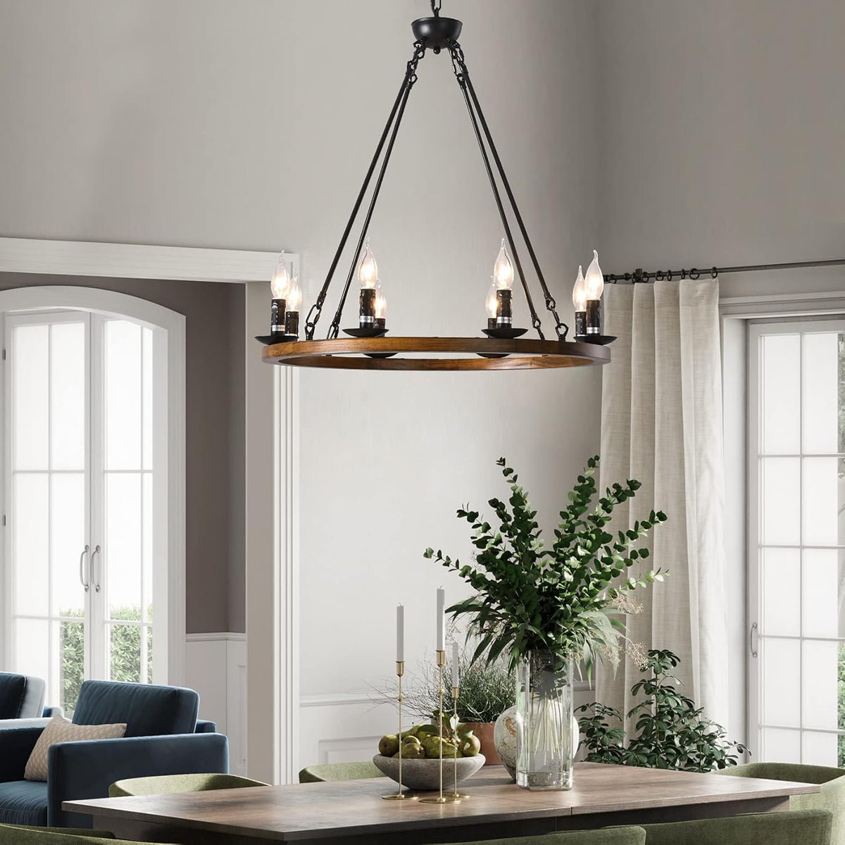 8-Lights Wagon Wheel Chandelier B3166
