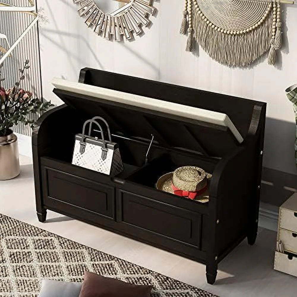 Wooden Entryway Bench with Shoe Cabinets Y484185