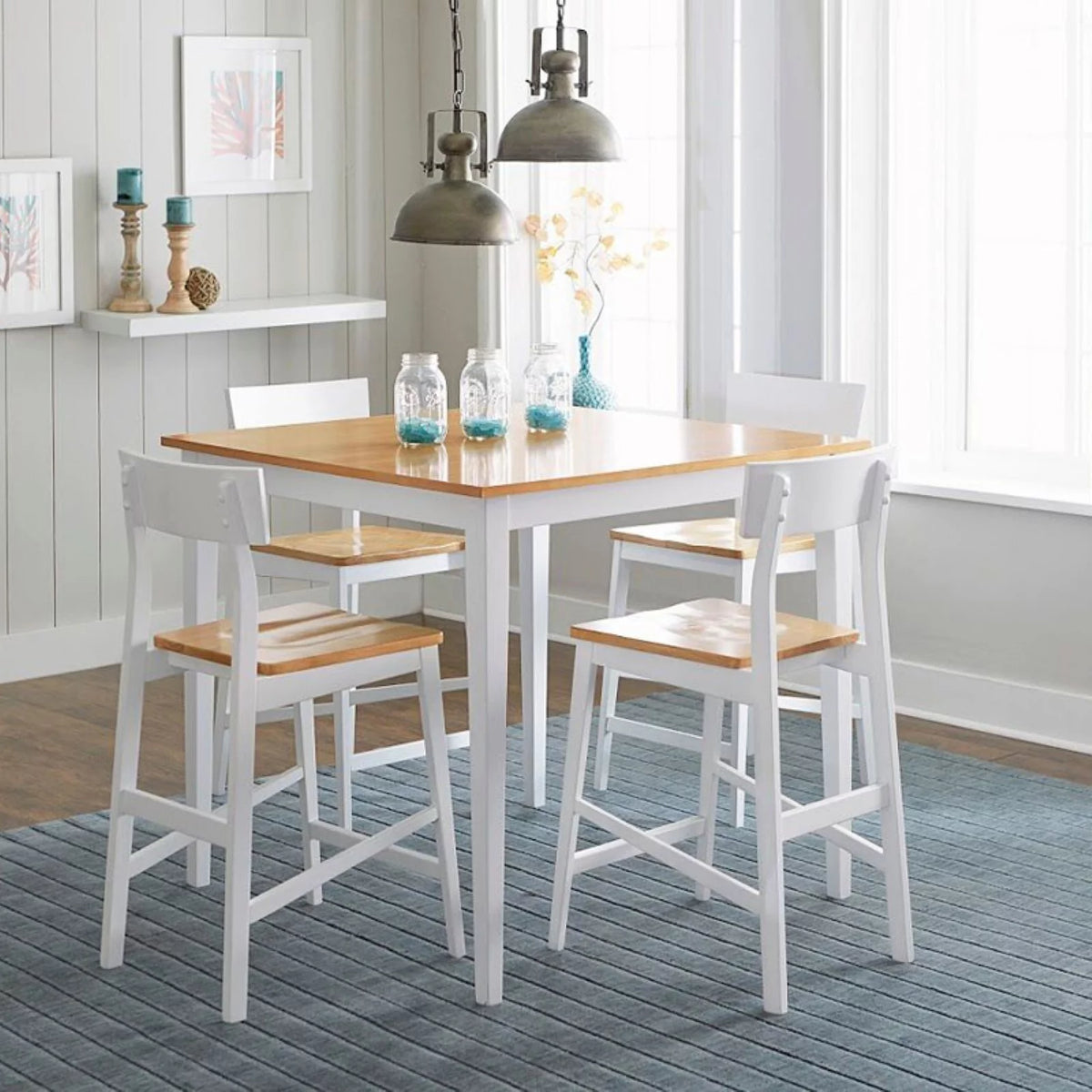 Light Oak White Wood Counter Height Dining Table Y3734