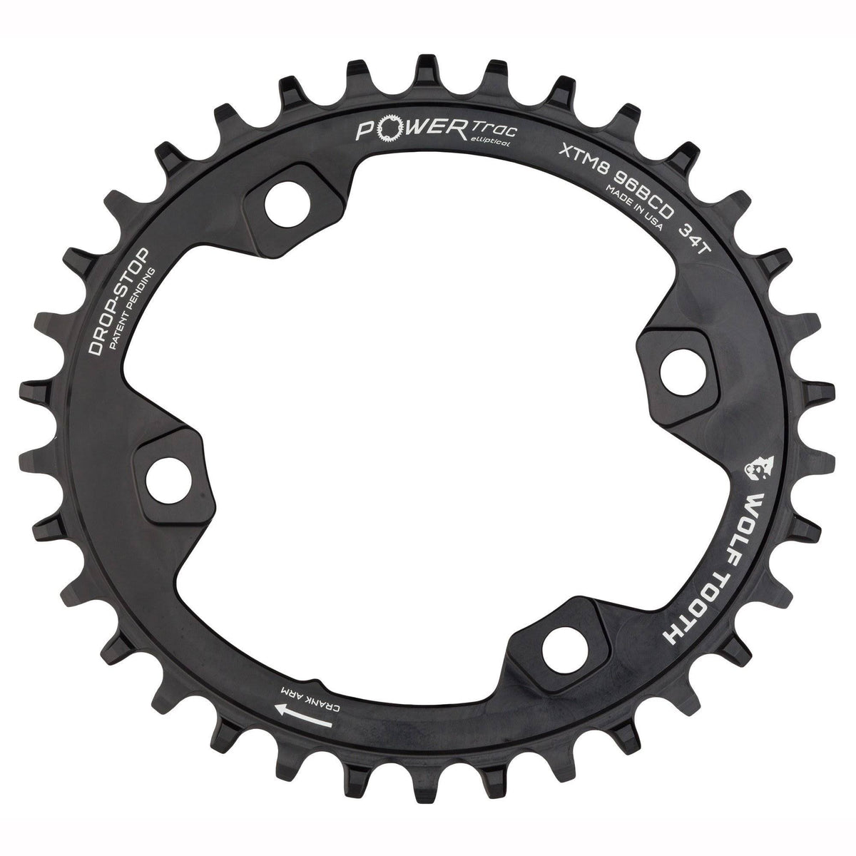 34T x 96 Asymmetrical BCD Black Chainring K318204