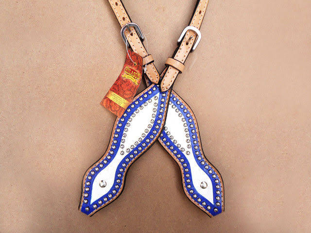 Leather Horse One Ear Headstall Breast Collar Blue O6349