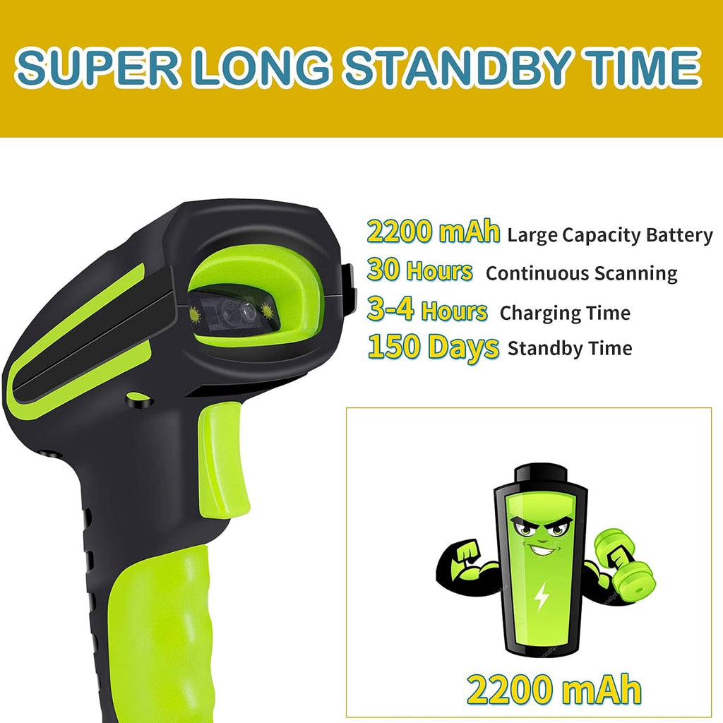 2D Wireless Bluetooth Barcode Scanner with Charging Stand Pack of 2 L570