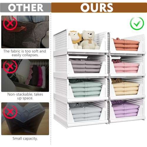 5 Pack Stackable Closet Storage Basket, White S6076