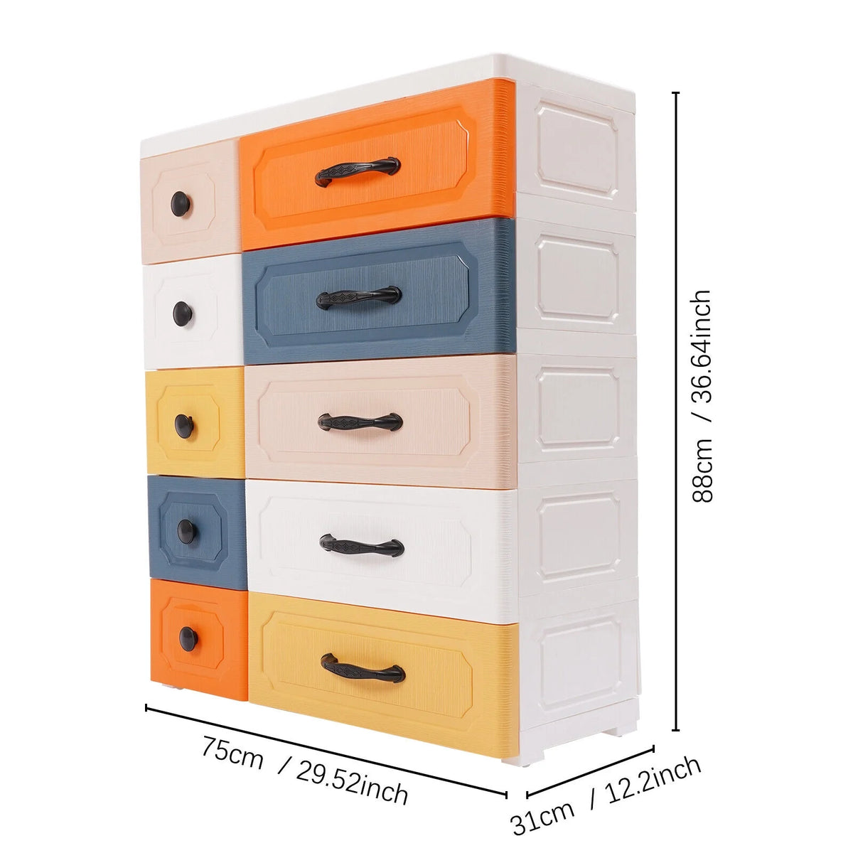 5-Layers Colorful Plastic Storage Cabinet with 4 Pulleys D2874