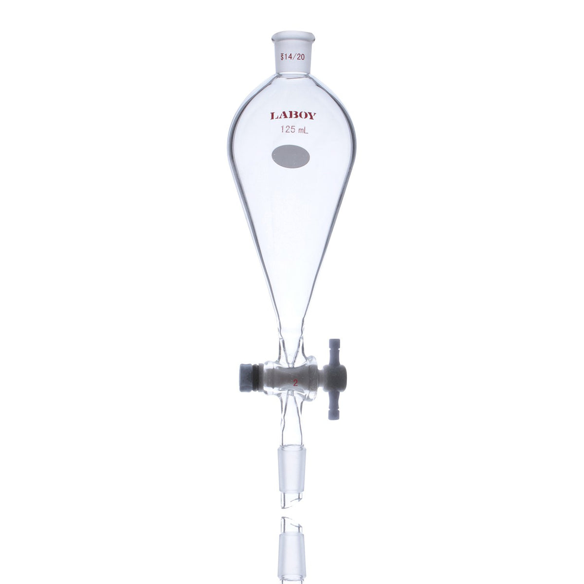 Conical Separatory Funnel 250mL with PTFE Stopcock Pear Shape Pack of 2 O826091