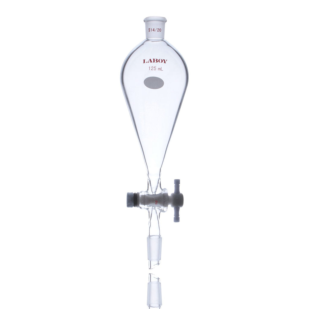 Conical Separatory Funnel 250mL with PTFE Stopcock Pear Shape Pack of 2 S16956