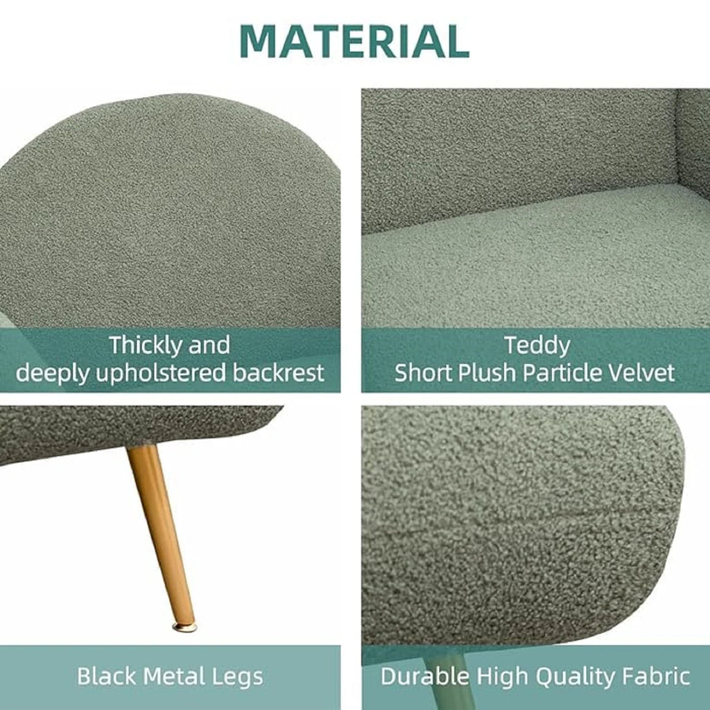 Green Upholstered Accent Chair with Metal Frame I513