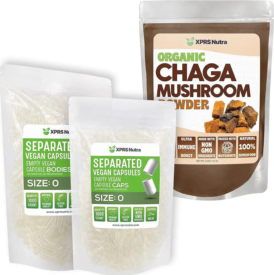 Size 0 Capsules with Chaga Powder Bundle H186