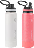 24 oz Double Wall Vacuum Insulated Stainless Steel Water Bottles 2-Pack White/Coral S43095