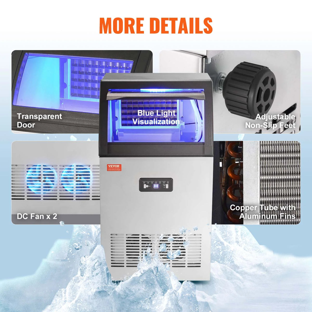 Commercial Ice Maker 120LBS/24H 29LBS Storage M354623