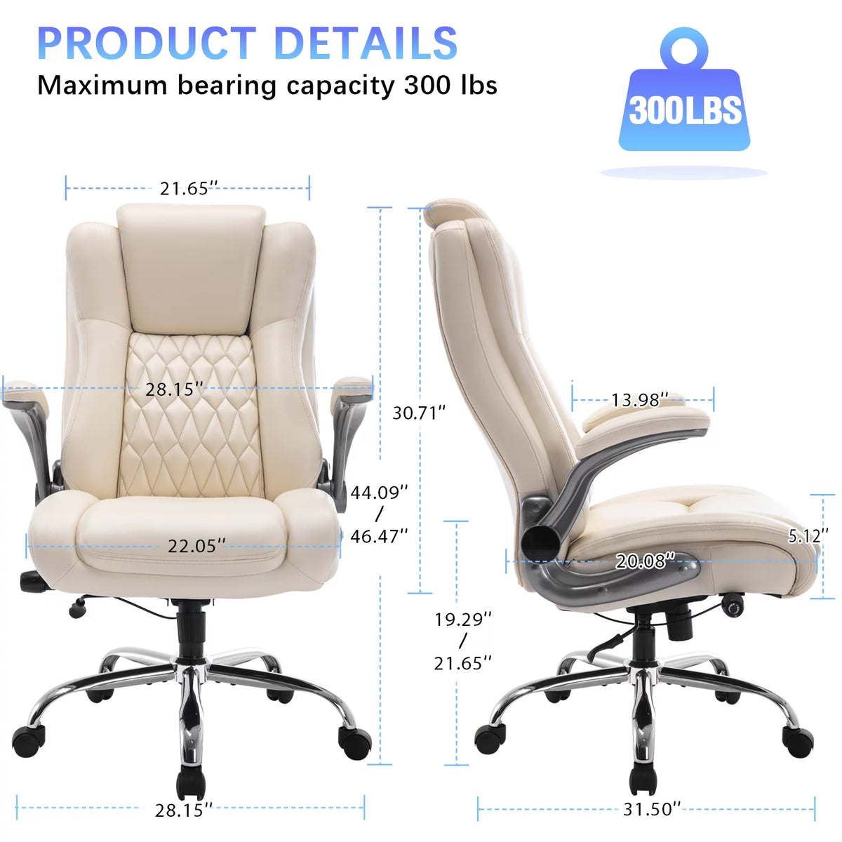 High Back Ergonomic Office Chair with Lumbar Support Flip Arms and Headrest R58778