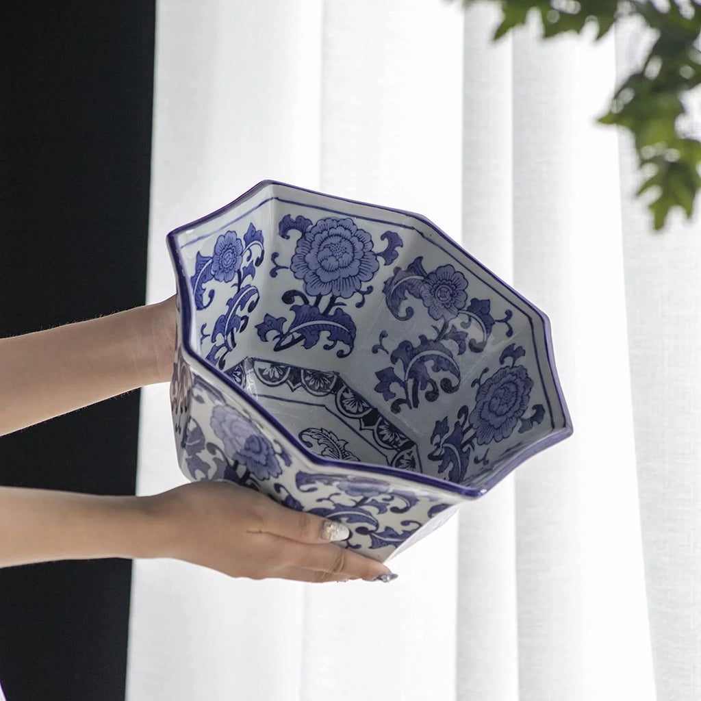 Blue and White Porcelain Bowl, 11" x 11" x 6" E677