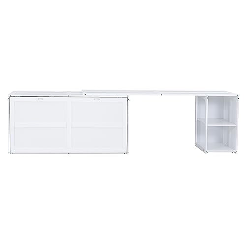 Grey Queen Size Murphy Bed with Storage Shelves D6395