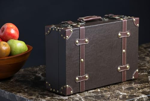 Brown Paperboard Decorative Storage Box Suitcase C98399