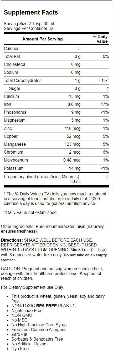 Pure Fulvic Minerals 33 fl oz Liq Y103007