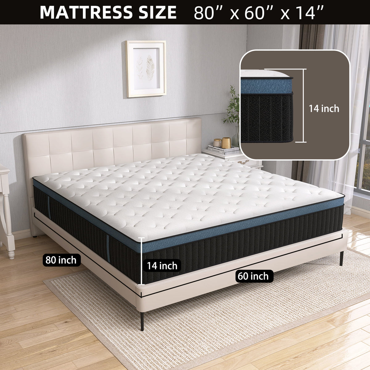 Queen Hybrid Mattress with Gel Memory Foam I193
