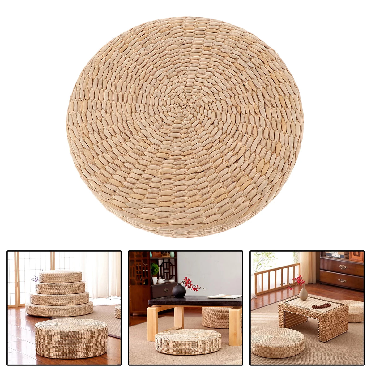 Handcrafted Knitted Straw Flat Seat Cushion 40x40cm P97495