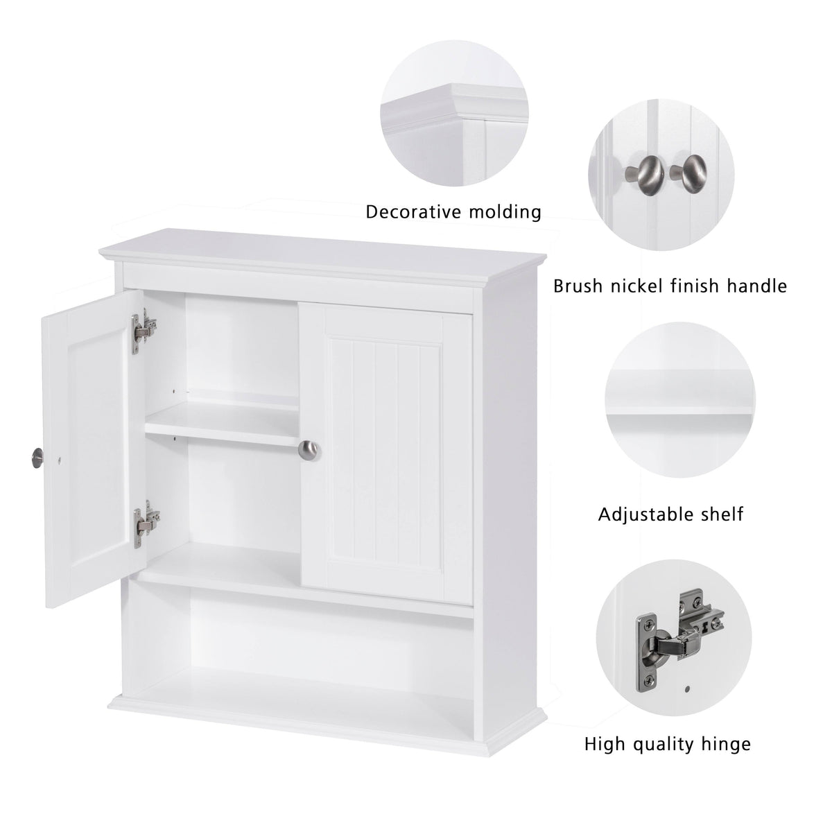 White Wooden Bathroom Wall Storage Cabinet V23470