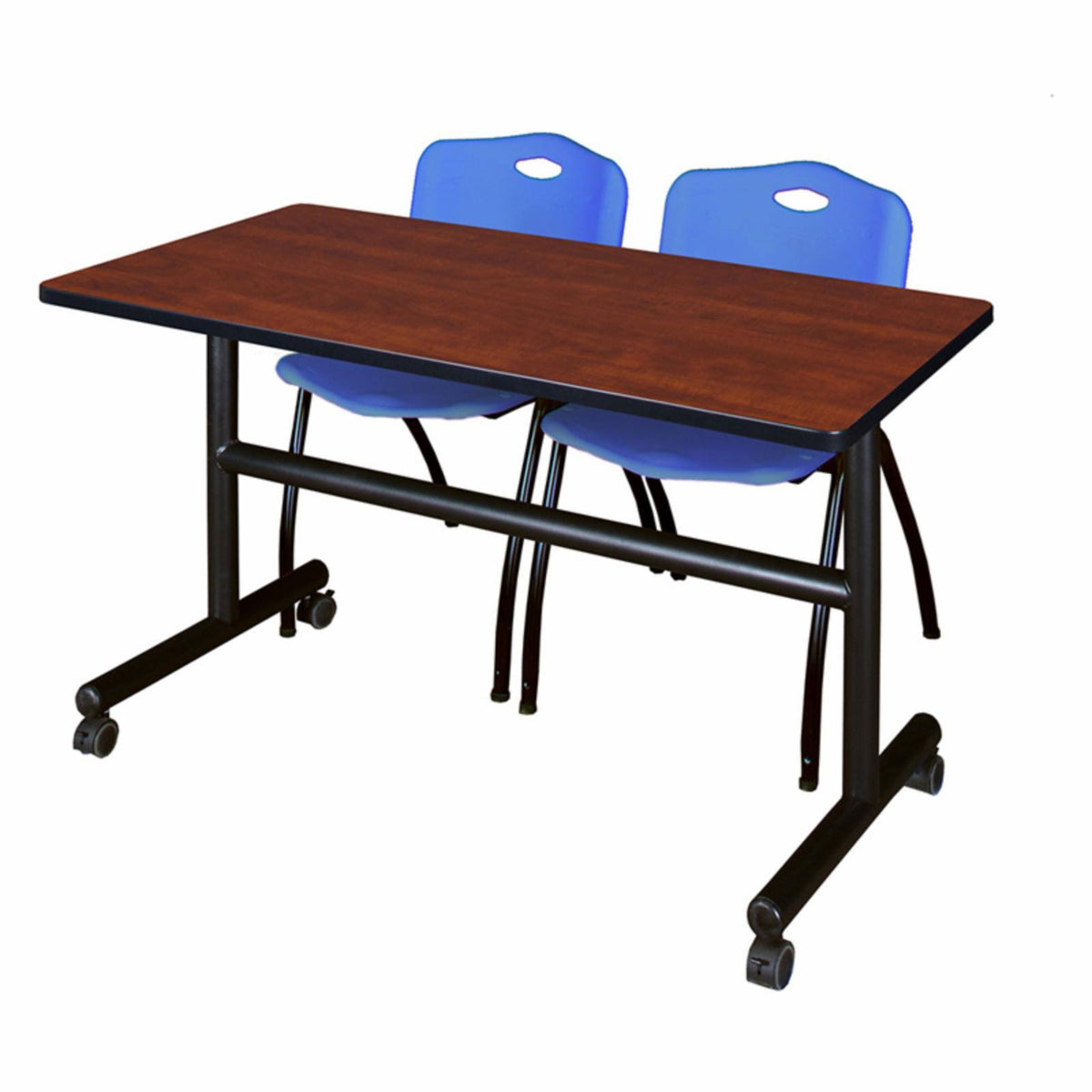 60x22 Flip Top Mobile Training Table with 2 Stack Chairs Y9034