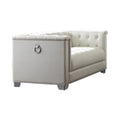 Pearl White Tufted Upholstered Loveseat N19667