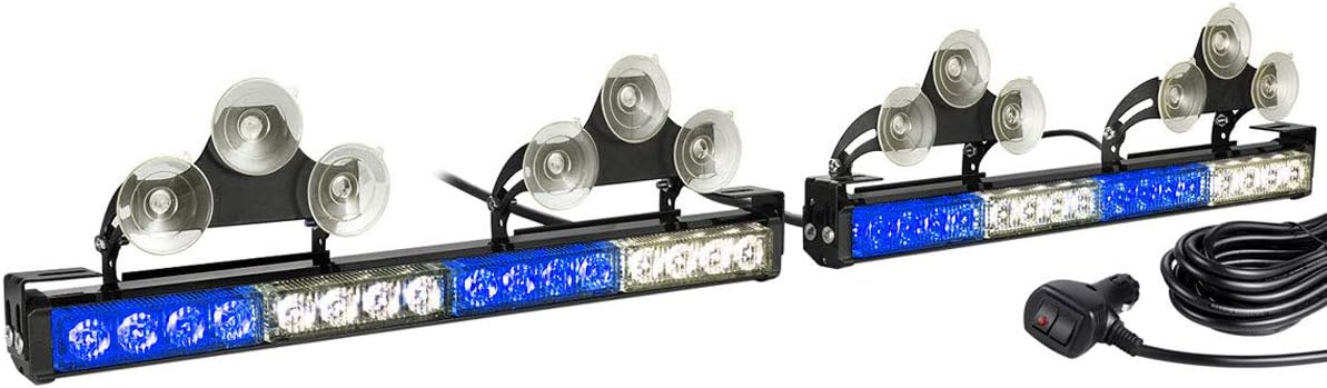 2 in 1 Blue LED Traffic Advisor Strobe Light Bar Pack of 2 P700971