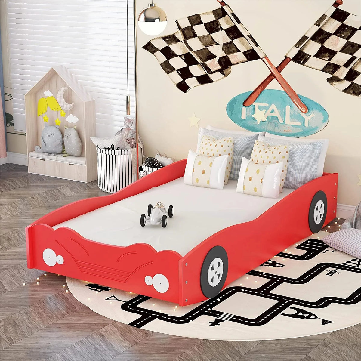 Twin Car-Shaped Wood Platform Bed F48098