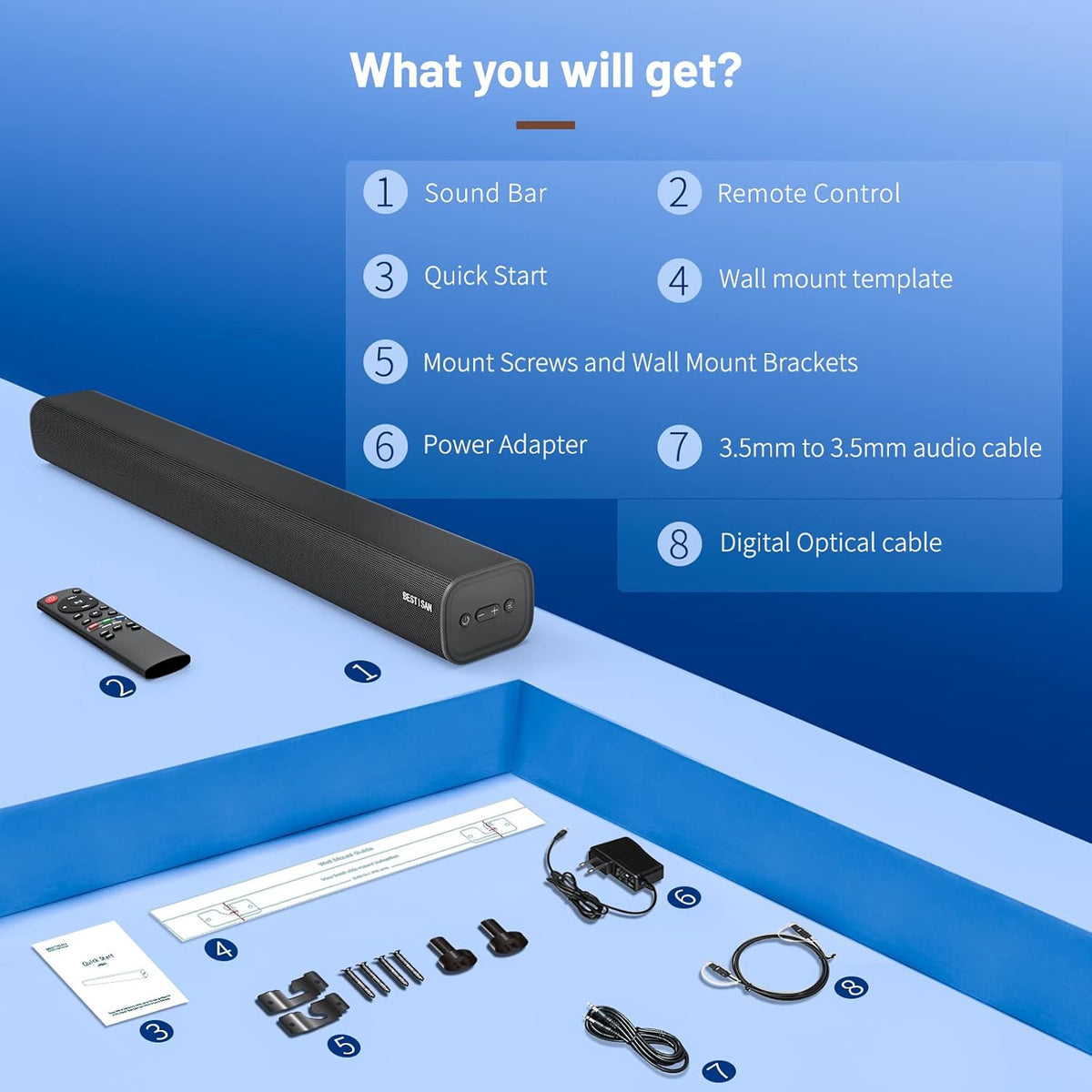 100W Wireless TV Sound Bar with HDMI-ARC K9686