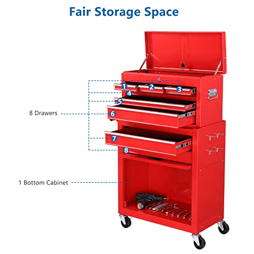 5-Drawer Rolling Tool Chest with Lockable Wheels W35556