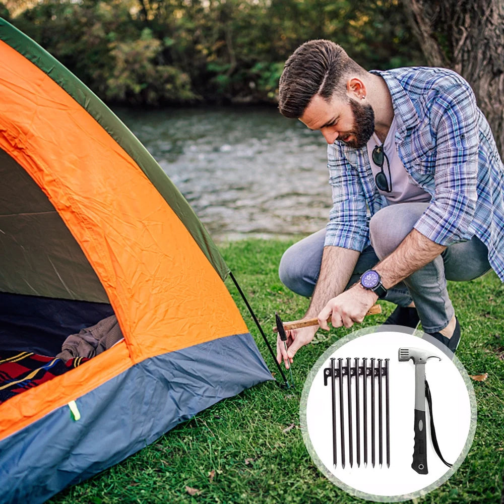 Steel Tent Stake Kit with Hammer H6360