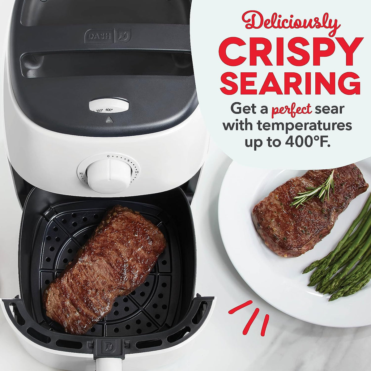 White 2.6Qt Electric Air Fryer Oven Cooker with Non Stick Fry Basket T44176
