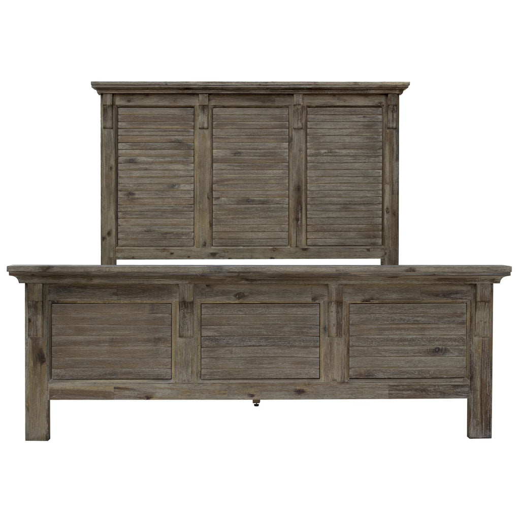 Queen Wood Bed in Weathered Gray and Brown U7310