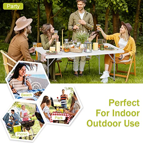 White 6ft Folding Plastic Table with Carrying Handle X6327