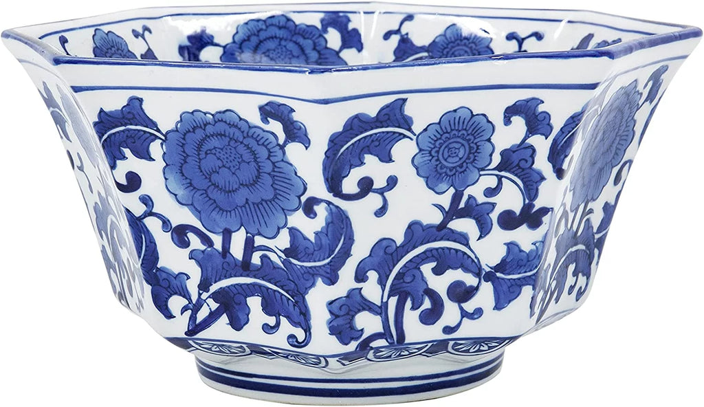 Blue and White Porcelain Bowl, 11" x 11" x 6" E677