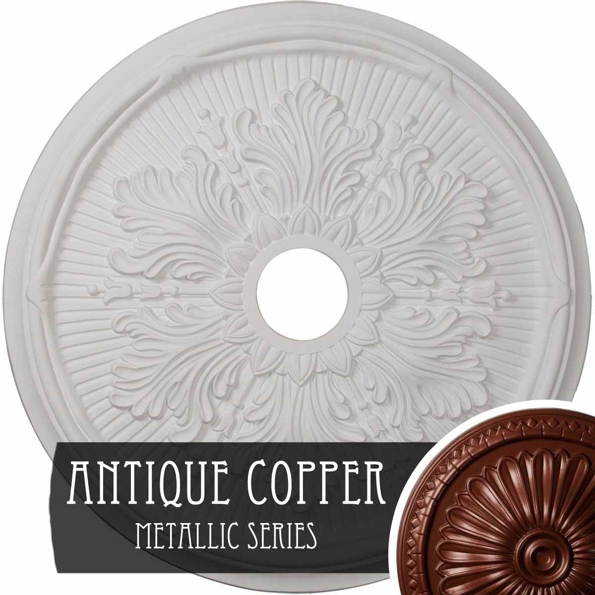 23 3/4x22OD x 3 5/8x22ID x 1 7/8x22P Hand-Painted Copper Green Patina Ceiling Medallion K4459