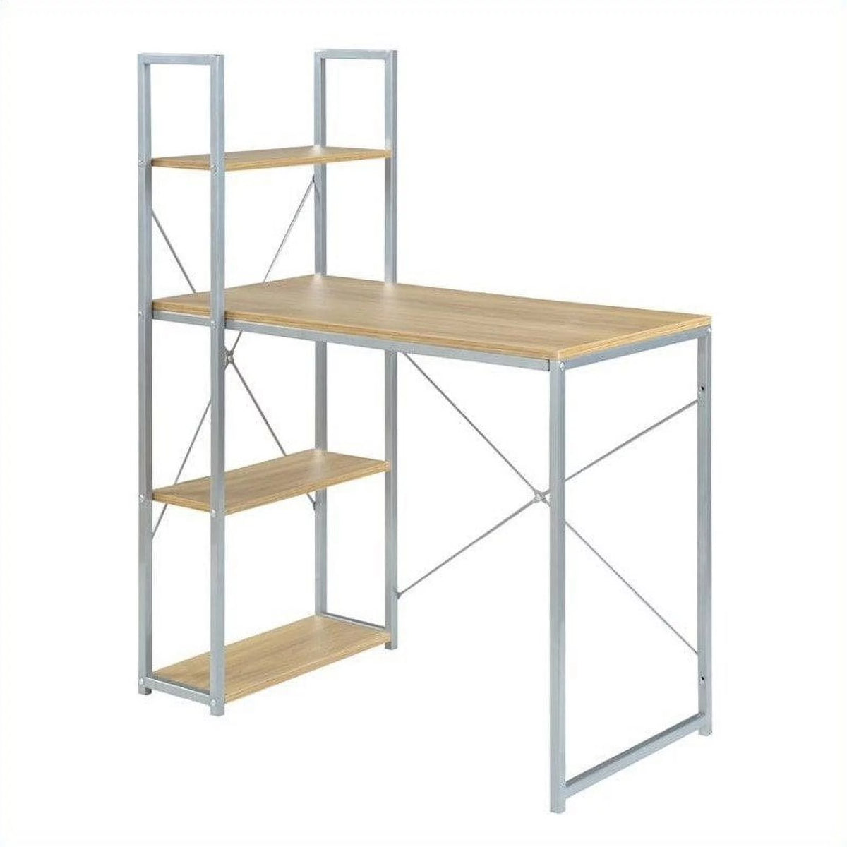 Light Oak Desk with Shelves S544