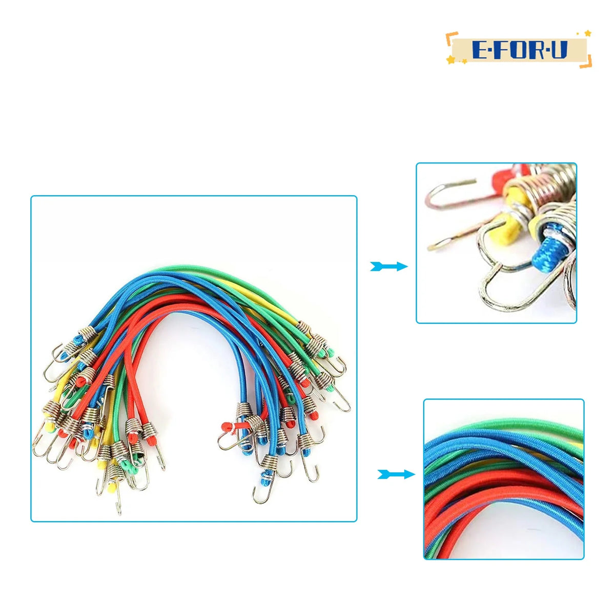 20 Pack Mini 10 Inch Rubber Stretchy Bungee Cords with Hooks M15689