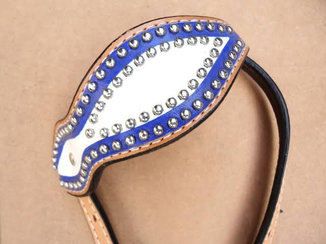 Leather Horse One Ear Headstall Breast Collar Blue O6349