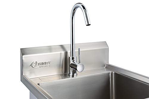 Stainless Steel Single Bowl Utility Sink, 21.5” x 24” x 49.2”, Silver K670