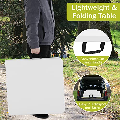 White 6ft Folding Plastic Table with Carrying Handle X6327