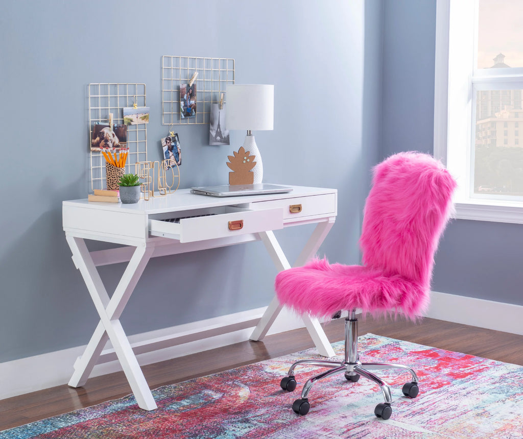 2-Drawer White Writing Desk S834284