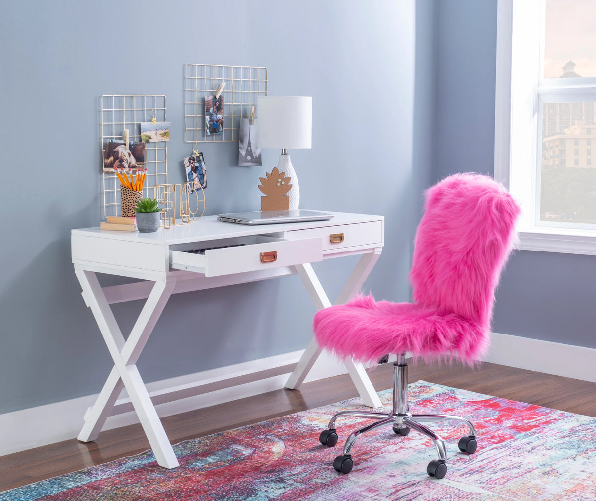 2-Drawer White Writing Desk S834284