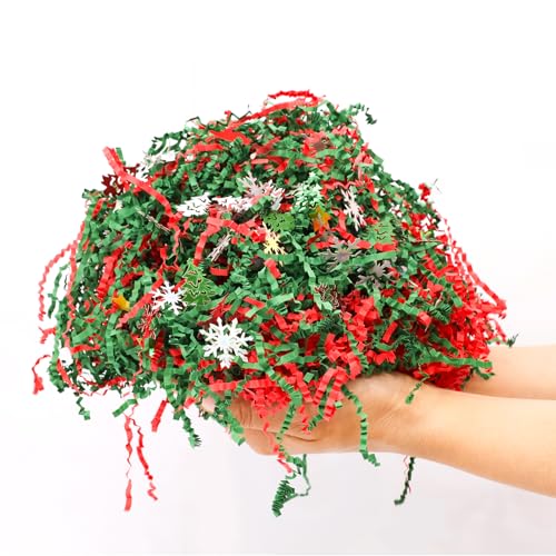 1LB Christmas Crinkle Cut Paper Basket Filler N4421