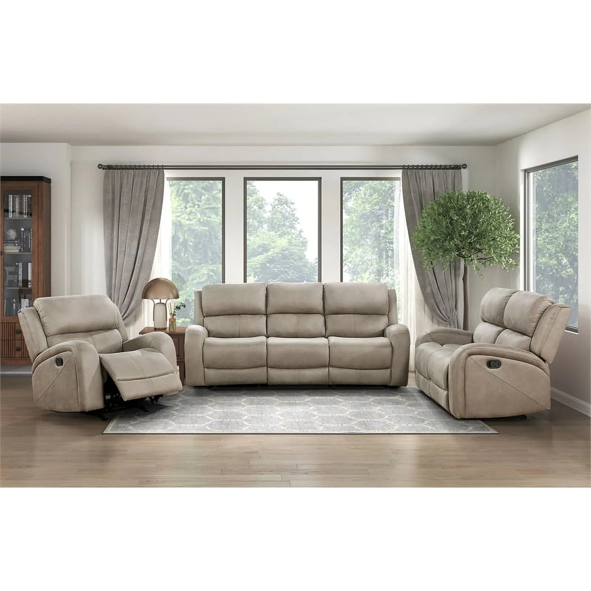 Brown Microfiber Double Reclining Sofa K404677