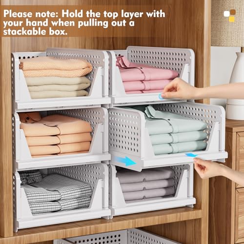 5 Pack Stackable Closet Storage Basket, White S6076