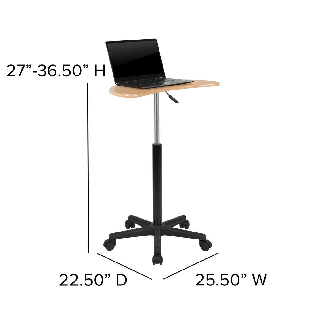 Maple Sit to Stand Mobile Laptop Computer Desk J93323