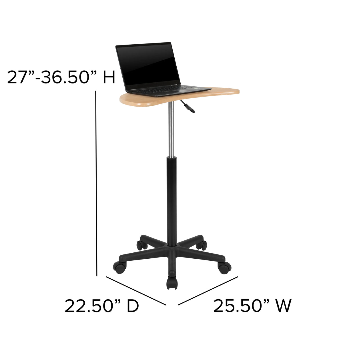 Maple Sit to Stand Mobile Laptop Computer Desk J93323