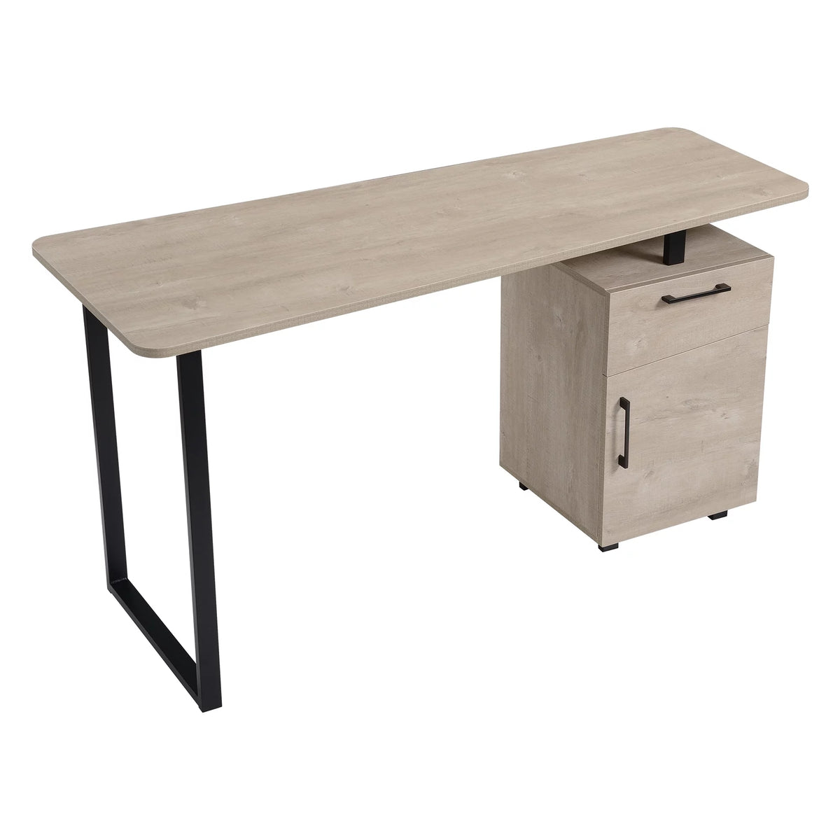 Oak Computer Desk with Drawer and Storage Cabinet T623941
